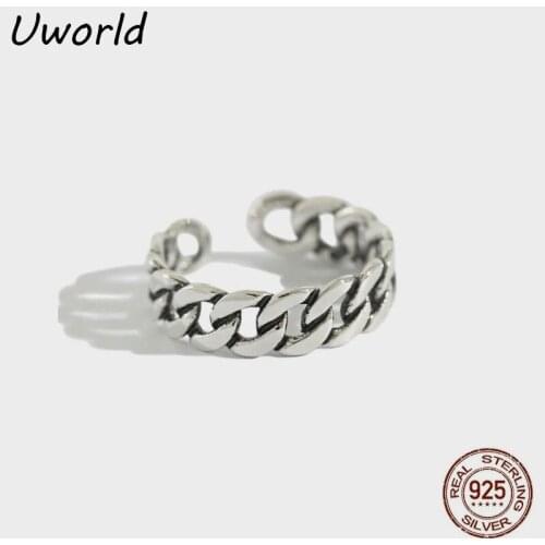 Retro Old index finger silver ring Punk Adjustable Chain ring opening student Silver Ring S925 Sterling Silver Jewelry