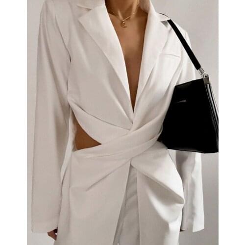 RMSFE 2021 Women Autumn New Women Fashion Long Sleeve Lapel Sexy Hollow Leisure Commuter Temperament Small Suit Outwear