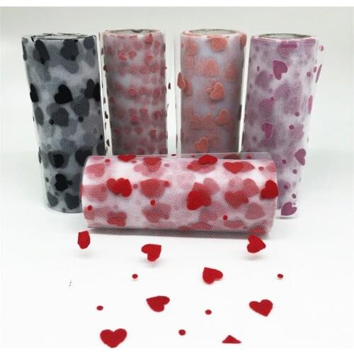 Love Flower Fabric Tulle Roll 6 Inch 10 Yards Tutu Fabric Wedding Decoration Organza Tutu Skirt Laser DIY Crafts Supplies