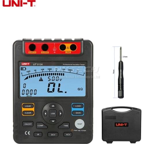 UNI-T UT513A 5KV Megger Insulation Earth Ground Resistance Tester Megohmmeter Voltmeter Data Logger Test Volt Secondary Display