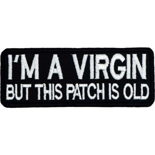 I'M A VIRGIN Patch Embroidered Applique Sewing Label Punk Biker Patches Clothes Stickers Apparel Accessories
