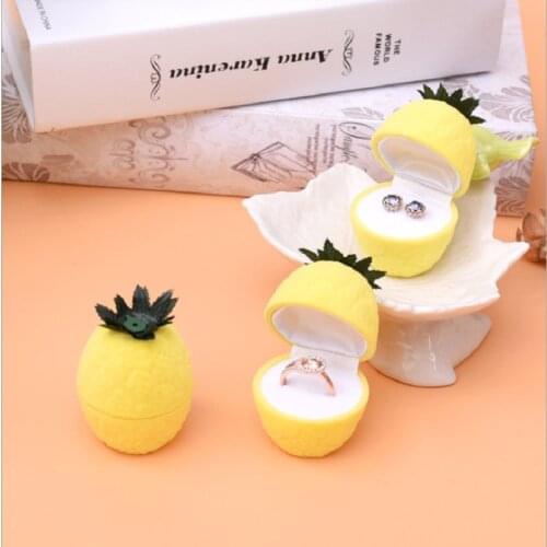 Pineapple Ring Earring Box Cute Cartoon Fruit Jewelry Box Creative Portable Jewelry Packaging Box