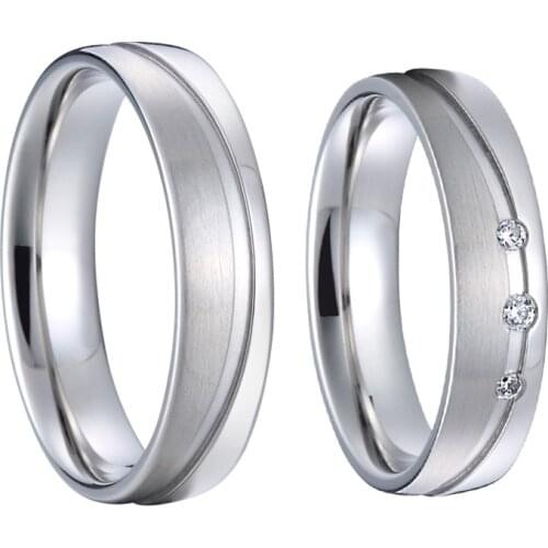 1 Pair Love Alliance affordable wedding bands proposal ring white gold platinum silver color couple rings for men and women