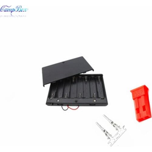 10Pcs 8xAA Battery Case Holder Socket Wire Junction Boxes With Wires, Switch&Cover, JST 2.54 Male Header and Crimps