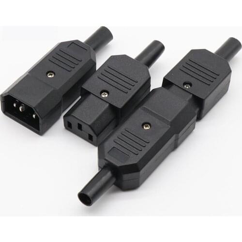 2 pcs new wholesale price black IEC 320 C13 male and female plug combination repeatable power connector 3 pin socket 10A / 250V