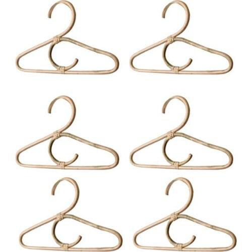 AO44 6Pcs Rattan Clothes Hanger Nordic Style Kids Garments Organizer Rack Children Hanger Kids Room Decor Hangers for Clothes