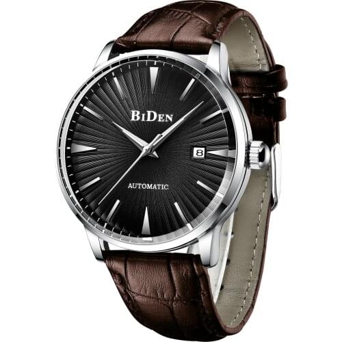 BIDEN Top Brand Luxury Chronograph Stainless Steel Waterproof Mechanical Business Casual Fashion Wrist Watches for Men
