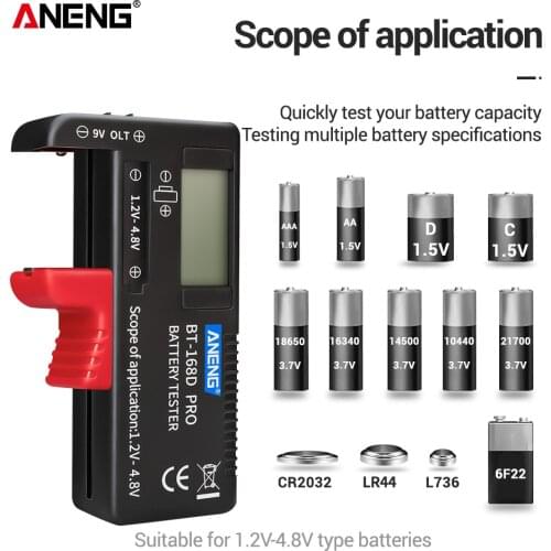BT-168D POR Digital Lithium Battery Capacity Tester Checkered load analyzer Display Check AAA AA Button Cell Universal test