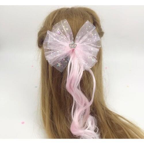 SHUANGR Children Girl Frozen Hair Accessories Princess Wig Hairpin Girls Cartoon Hair Clip Headdress Barrettes Photo Props