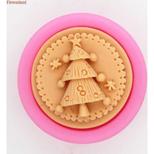Christmas Tree Shape Round Soap Silicone Mold DIY Chocolate Candy Cake Decoration Tools Handmade Silica Soap Form