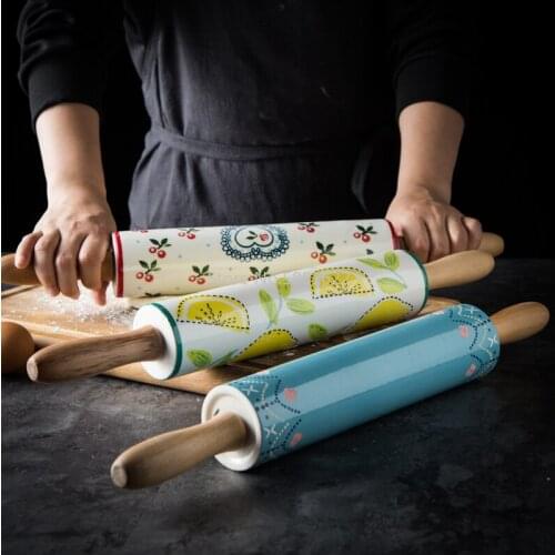 ANTOWALL Ceramic household rolling pin large kitchen roller drum activity non-stick pole stick dumplings rolling rod