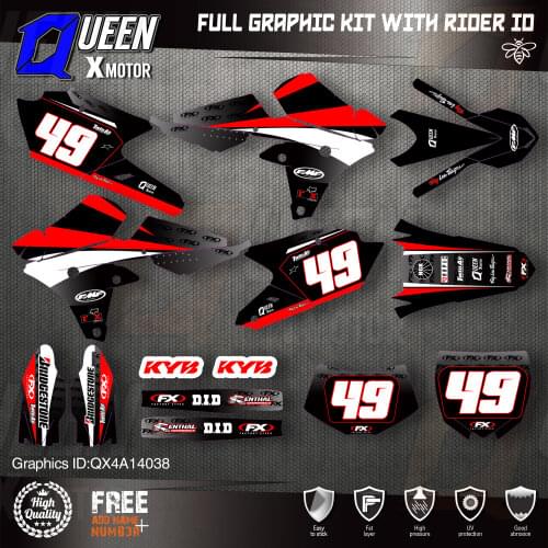 QUEEN X MOTOR Custom Team Graphics Backgrounds Decals 3M Stickers Kit For YAMAHA 14-18YZ250F 15-18YZ250FX WRF250 14-17YZ450F 038