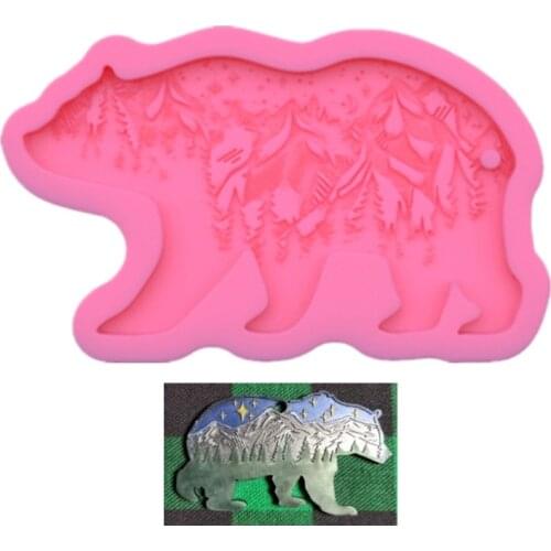Forest Bear Keychain Silicone Mould DIY Crafts Polymer Clay Jewelry Making Tool Epoxy Resin Mold