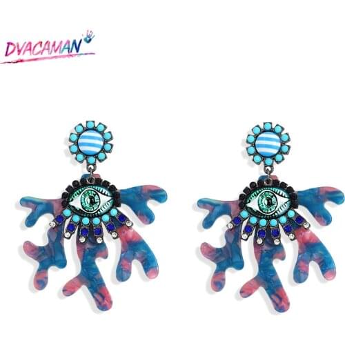 Dvacaman Exaggerated Acrylic Eye Antler Earrings for Women High Qulity Irregular Long Drop Earrings Fashion Jewelry Accessories