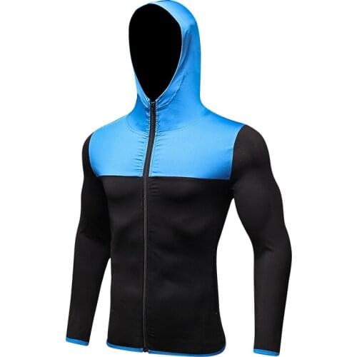 Brand New Full Sleeve Mens Running Hooded Jacket Zipper Quick Dry Sport Shirt Top Gym Clothing Rashgard Black Jacket Men