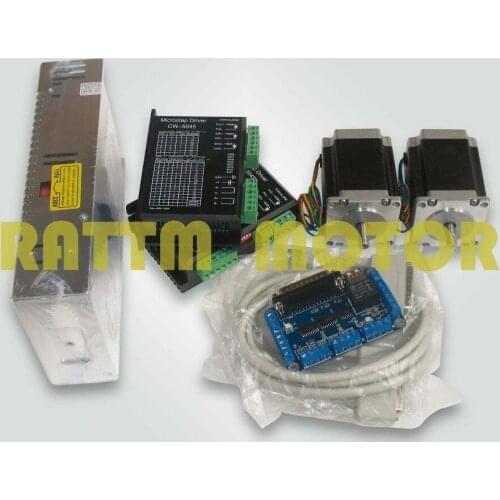 2 Axis CNC controller kit NEMA23 stepper motor 270oz-in 1.8N & CW5045 driver 4.5A current 50V/DC & 5Axis breakout board CNC