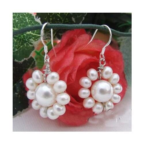 New Arrival Favorite Flower Pearl Earring White Color Freshwater Pearl Huge Sea Shell Pearl Earrings S925 Sterling Silver Hook