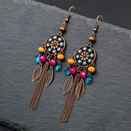 New Retro Bohemian Bead Tassels Vintage Dangling Earrings Women Fashion Accessories Trends 2021 Style Jewelery
