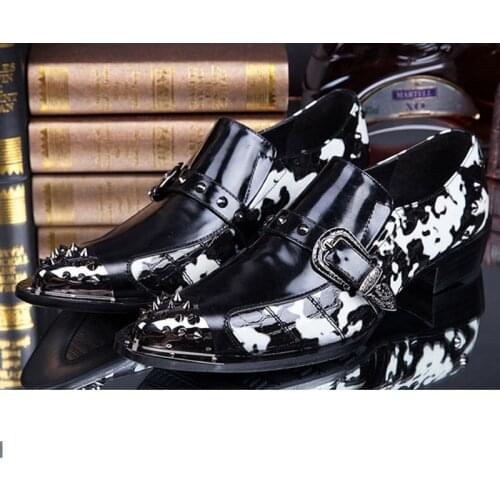 Ntparker YFashion Mans T Show pointed Mans wedding shoes buckle mans hairdresser Leather Shoes Man Rock Dress Shoes