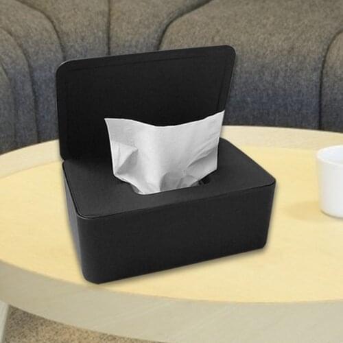 Solid Color Wet Wipes Napkin Case Dispenser Tissue Storage Box Modern Plastic Container Dustproof Cover Lid for Office