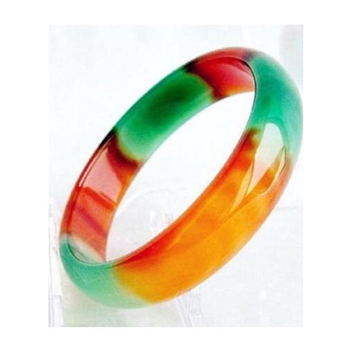 Retty Genuine Asia Red/Green Natural Agate Jade Bangle Bracelet 58-62mm free shipping