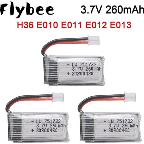 1 to 10pcs 3.7V 260mAh Lipo Battery For H36 E010 E011 E012 E013 Drone for Furibee F36 RC Quadcopter Parts 3.7v Li-po Battery