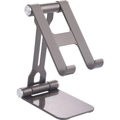 Cell Phone Stand Holder Adjustable Foldable Aluminum Desktop Cellphone Dock with Anti-Slip Base Charging Port for Table, Office