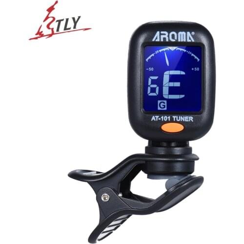 AROMA AT-101 Portable Mini Clip-on Digital Tuner for Chromatic Guitar Bass Violin Ukelele (Battery included)