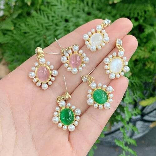 SAY HELLO Bohemian Opal Pearl Beads Dangle Earrings for Women Vintage Drop Earrings for Women Party Jewelry Wholesale K6882