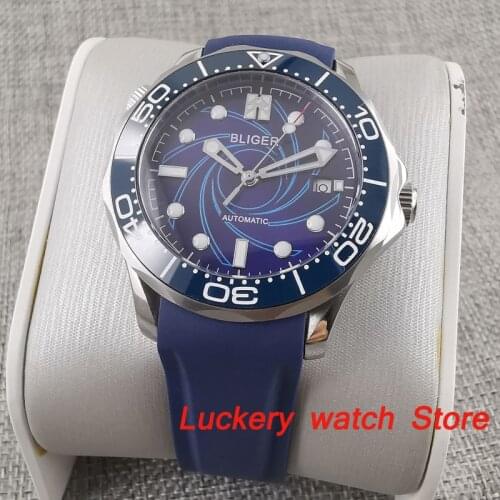 41mm bliger luxury mens watch saphire glass；Spin Ceramic Bezel Automatic movement mens watches