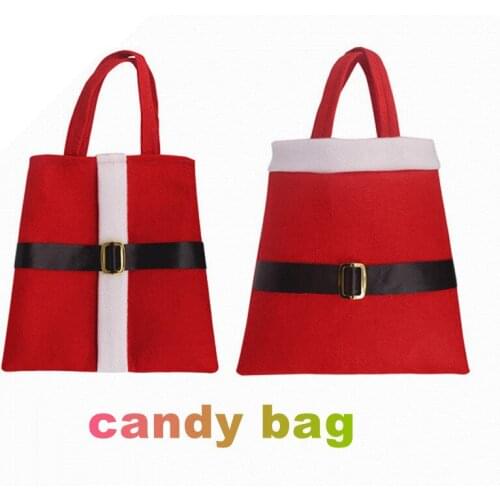 Christmas Santa Candy Bags Xmas Decoration Sack Cute Kids Gift Bag Belt Buckle 2020 New Year Decor