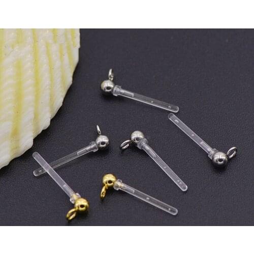50pcs 13.6mm Stainless Steel Transparent Stud Earrings For Jewelry Making Earpins Plastic Prevent Allergy Earrings