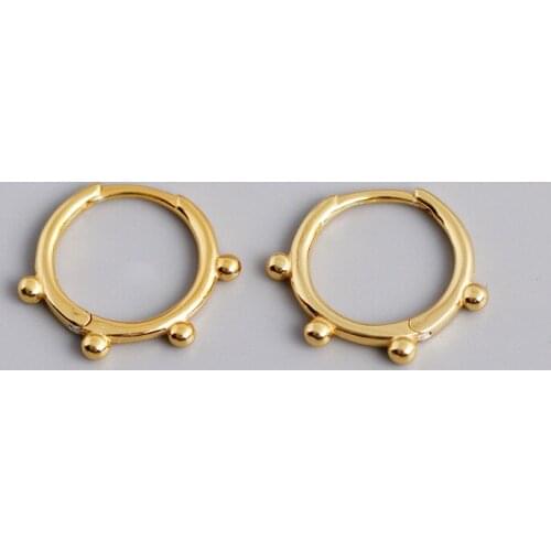 Enosola Minimalist INS Genuine 100% 925 Sterling Silver Glossy Bead Ear Buckle Stud Earrings for Women Teen Jewelry Birthday Gif