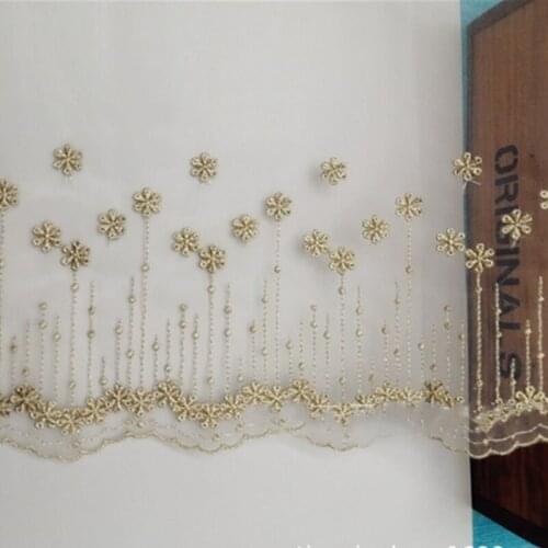 20Yards Golden Stars Mesh DIY Clothes Accessories Lace Trim Tulle Flower Embroidered Trimmings Sewing 20cm 6.5cm Appliques DIY