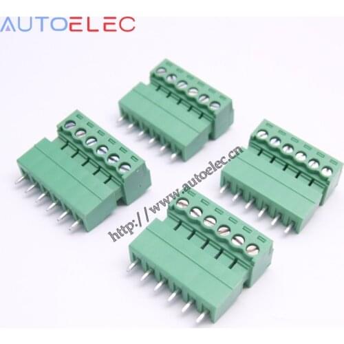 Pitch 3.81mm 6pin PCB pluggable terminal blocks connector Plug-in straight pin male and female 100sets
