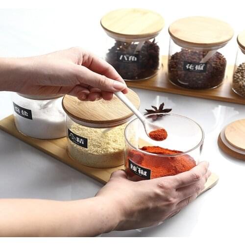 Glass seasoning pot, salt shaker, personalized creative cute sealed seasoning box household moisture-proof combination set
