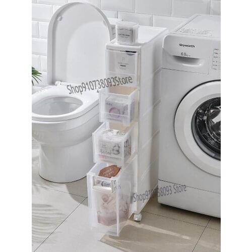 16cm Toilet Crevice Shelf Drawer Type Storage Rack Bathroom Slot Storage Rack Side Cabinet Plastic Finishing Rack