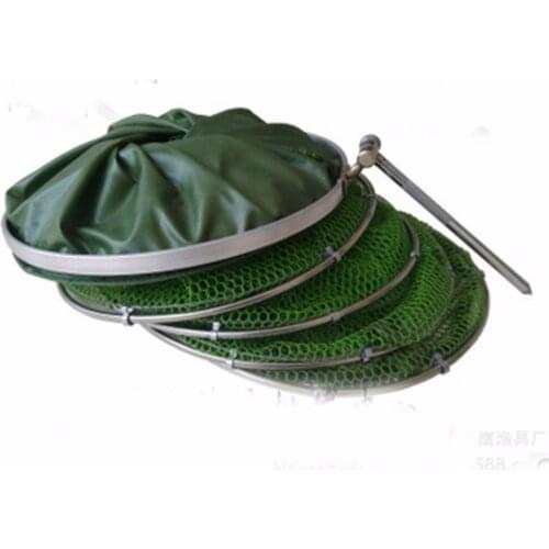 Topind 1.5M Fish Net Cage Fishing Tackle Care Creel 5 Layers Collapsible Green