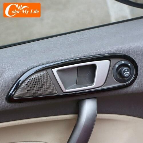 Inner Door Handle Circle Trim for Ford Ecosport 2013-2017 ABS Door Handle Armrest Interior Cover Protection Stick Frame Trim