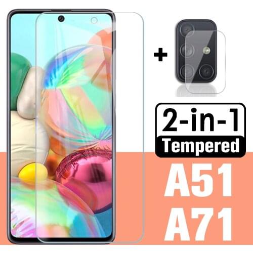 For Samsung Galaxy A71 Protective Glass with Camera Lens samsun a51 a 71 51 Screen Protector Tempered Glas HD phone Case 2in1 9h