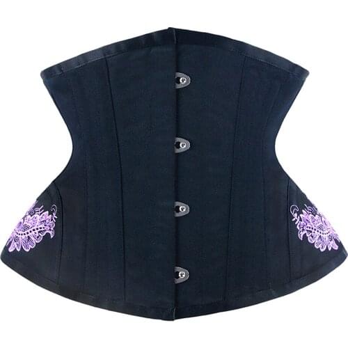 Womens Embroidery Steel Boned Lace up Underbust Corset Waist Training Heavy Corsets Sexy Floral Bustier Lingerie Corselet