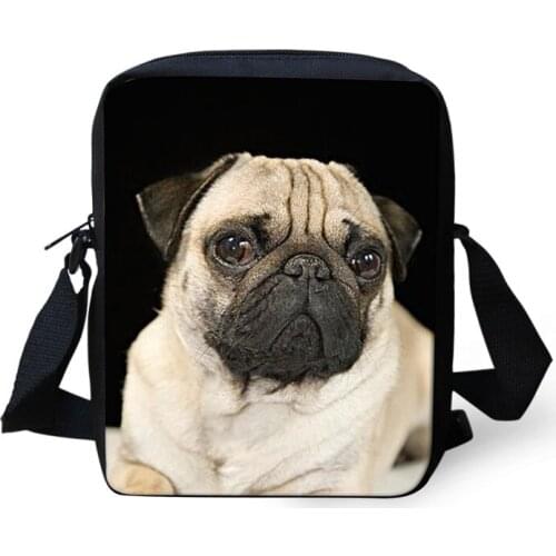 Womens Mini Size Kindergarten Bagpack for Girls Cute Pug Dog Printing Shoulder Messenger Bags Women Handbag Phone Pocket