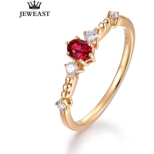 ENZO Natural ruby 18K Pure Gold 2020 New Hot Selling Top Ring Women Heart Shape Ring For Ladies Woman Genuine Jewelry