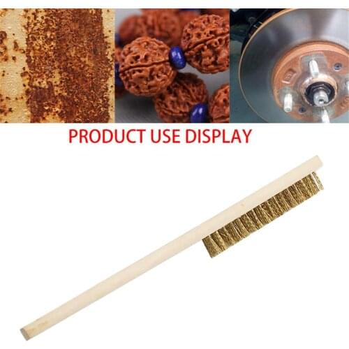 1 Pcs Wooden Handle Copper Wire Brush For Industrial Devices Surface/Inner Polishing Grinding Cleaning Brush
