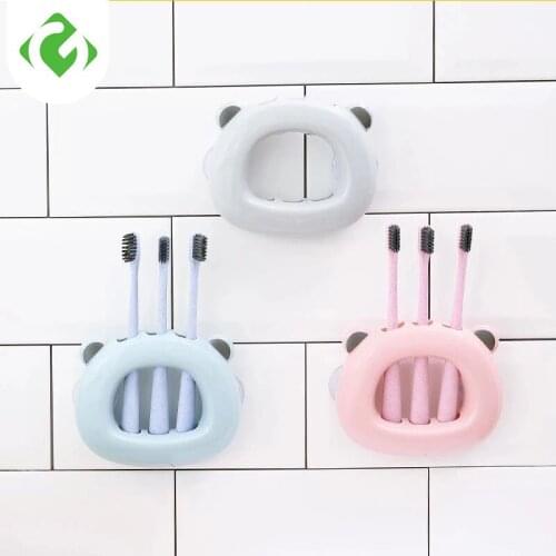 1pcs Cartoon panda head Toothbrush Holder Bathroom Cartoon Toothbrush Toothpaste Wall Suction Holder Rack Container Organizer GY