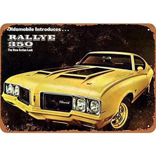12 x 16 inches Metal Vintage Funny Tin Sign 1970 Oldsmobile Rallye 350