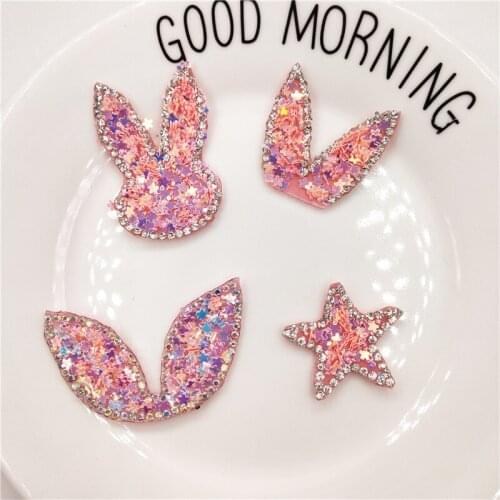 16pcs/lot Mix style Rabbit Head sequin Padded Appliques for DIY Accessories Craft Handmade Decoration