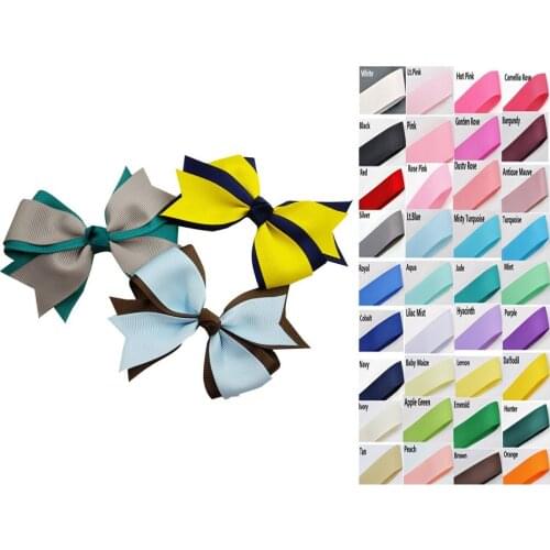 3.5" solid grosgrain double Layer pinwheel cheer bow clip girls headwear headdress 50pcs