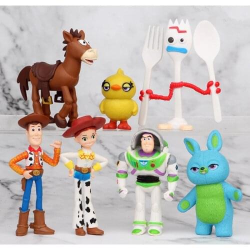 7Pcs/Set Disney Toy Story 4 Figures PVC Woody Jessie Buzz Lightyear Model Doll Figurine Collection Kids Gifts