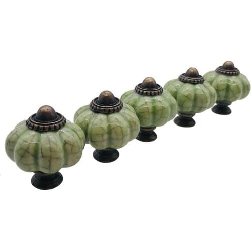 8x Green Dresser Knobs Drawer Pulls Handmade Modern Crack Ceramic Door Handles Kitchen Shoe Cabinet Cupboard Drawer Pull Knobs
